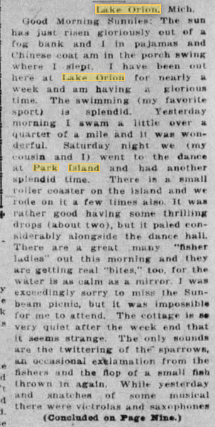 Park Island - Sept 20 1925 Article